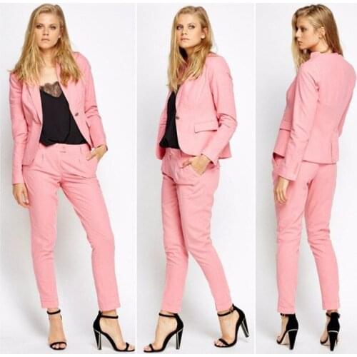 2019 Pink Womens Custom Made Office Work Wear Suits Female Slim Fit Casual Party Prom Ladies Suits Traje Chaqueta Mujer