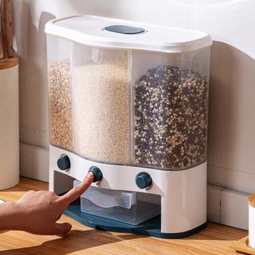 6L Wall Mounted Rice Bucket Food Grains Classified Storage Box Sealed Moisture Proof Tanks Kitchen Cereal Dispenser Container