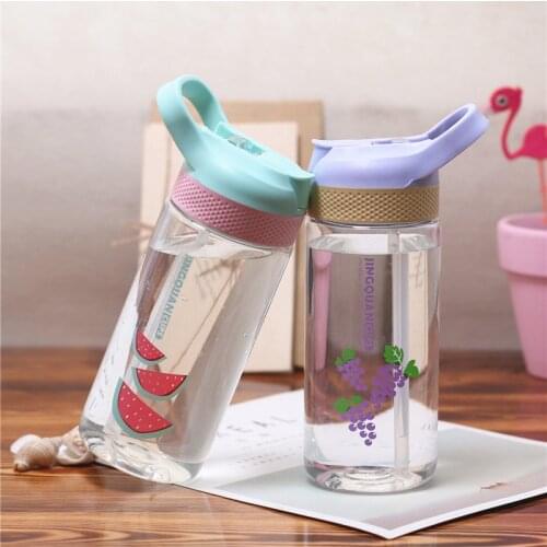 650ml Transparent Cylindrical Plastic Matte Water Cup Outdoor Cold Juice Sports Cup with Inner Straw Portable Couples Water Cup