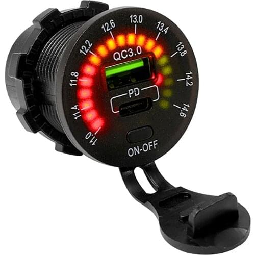 USB Car Charger With Voltage Display Dual Port Charger Socket Adapter For 12-24V Car Motorcycles