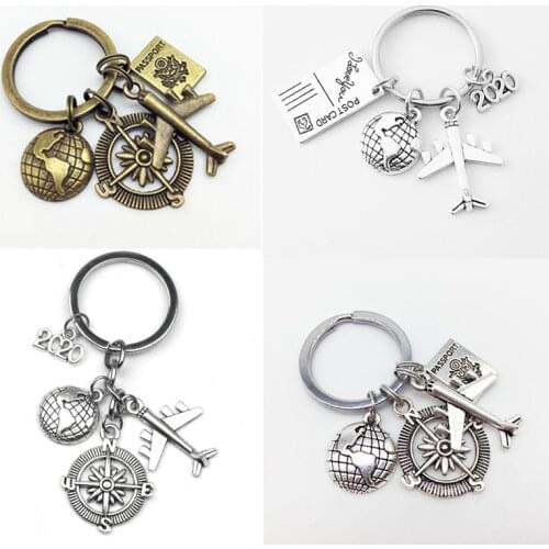 Traveler Keychain Gift Geography Explorer Keychain Compass Wanderlust Passport Keyring Traveler Gifts Airplane Key Chains