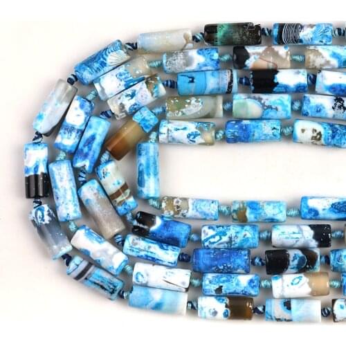 10*12mm Natural Cylinder Blue Fire Agates Loose Spacer Beads For Jewelry Making DIY Necklace Bracelet Accessories 15