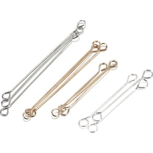 50pcs/lot Double-headed Cylinder Bar Earrings Pins Ear Clip Connecting Rod for DIY Jewelry Accessories