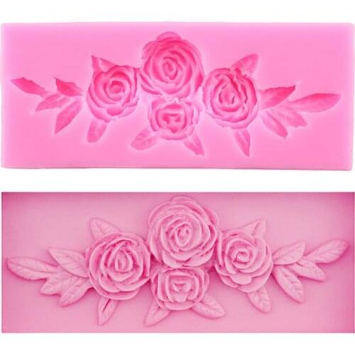 Tree Rose Flower Silicone Molds Leaves Fondant Wedding Cake Decorating Tools Cookie Baking Candy Clay Chocolate Gumpaste Moulds