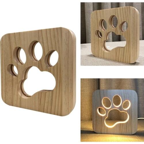 New Arrivals Wooden LED Night Light Animal Dog Paw Pet Shaped 3D USB Desk Lamp Best Selling Dropshipping