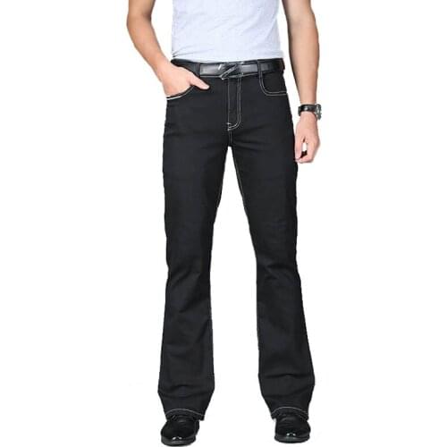 Jeans For Men 2021 Mens Big Flared Jeans Boot Cut Leg High Waist Denim Jeans Slim-Fit Flared Pants