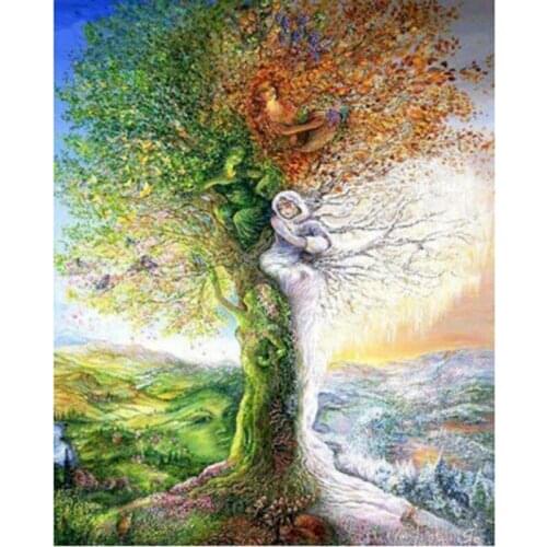 Gatyztory Diy Painting By Numbers Woman Tree Canvas Colouring Landscape Handpainted Wall Decor 60×75cm Gift