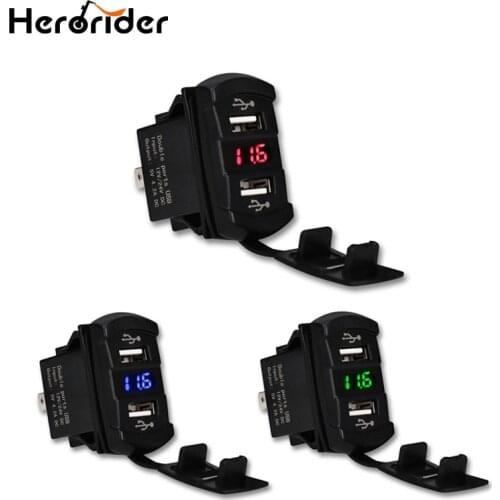 Herorider 12-30V 4.2A Dual Usb Car Charger Power Adapter Socket Usb Charger Waterproof LED Voltmeter Power Adapter For car