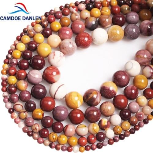 CAMDOE DANLEN Natural Stone Mookaite Egg Yolk Loose Beads 4 6 8 10 12MM Fit Diy Bracelet Necklace For Jewelry Making Wholesale