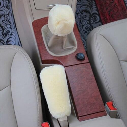 2Pcs Plush Car Decorations Essential Gears Cover Handbrake Cover Auto Supplies Manual Block Shift Lever Dust Cover