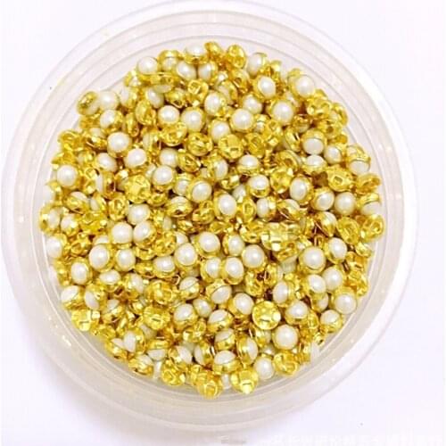 50pcs 4.5mm Round Gold+White Pearls Tiny Buttons Baby Shiny Coat Boots Sewing Doll Clothes Accessories Button