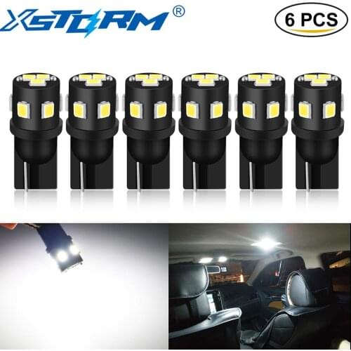 6pcs W5W T10 Led Bulb WY5W 168 194 501 LED 6000K White Auto Interior Lights Instrument Lamp Auto License Plate Light DC 12V Car