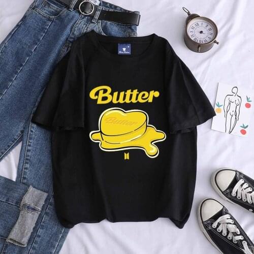 Summer Plus Size Tops Bangtan Boys New Album Butter Graphic Woman Tshirts Neutral Casual Korean Kpop Cotton Tee