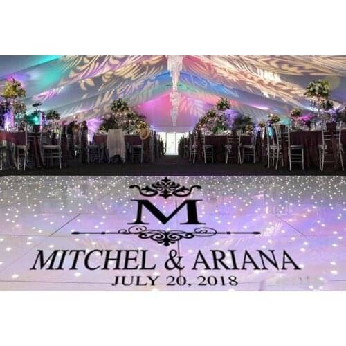Dance Floor wall sticker Wedding Day Bride Groom Names Last Name Initial Vinyl Lettering medium Large Decal home decor HY145