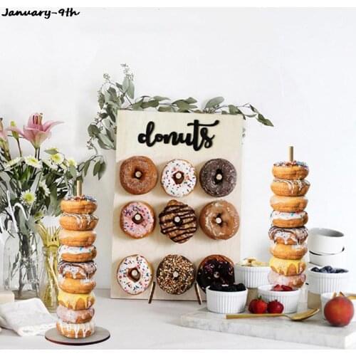 1pcs Wood Donut Wall Display Stand Holder Wedding Birthday Party Baby Showers Decoration Treat Yourself Reusable Dounut Display