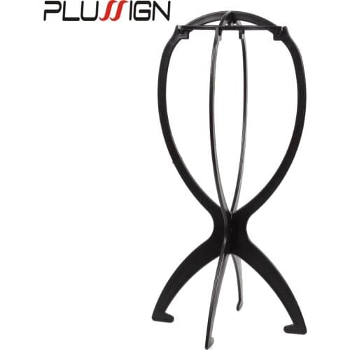 Plussign Wig Stand Holder Portable Folding Plastic Wig Stand 1 Piece Professional Cheap Black White Pink Wig Stands For Sale