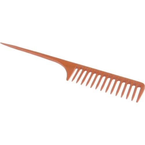 Pro Ladies Wide Teeth Hairdressing Rat Tail Comb Salon Barber Hair Sectioning Detangling Brush- 11inch Brown