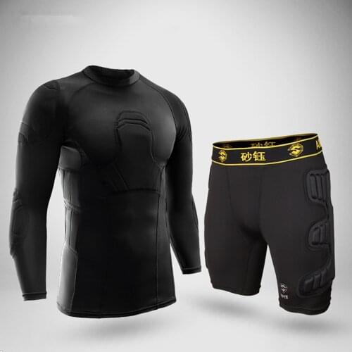 Professional rugby soccer goalkeeper jerseys survetement football elbow goal keeper uniforms tights pants guard sports safety
