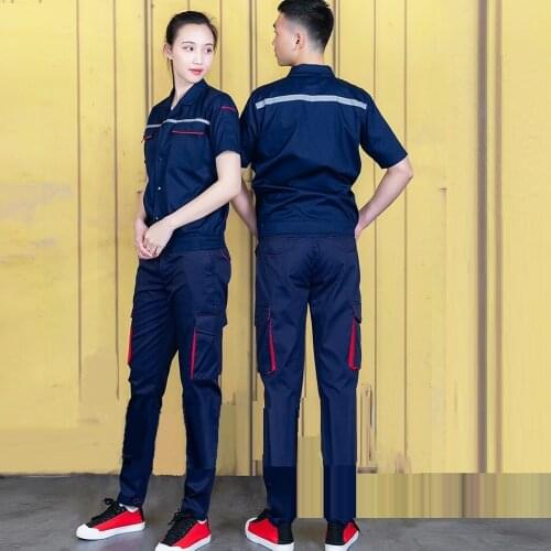 Worker uniforms summer new wear-resistant work clothing short-sleeve men and women mechanical auto repair working coverall S-3XL