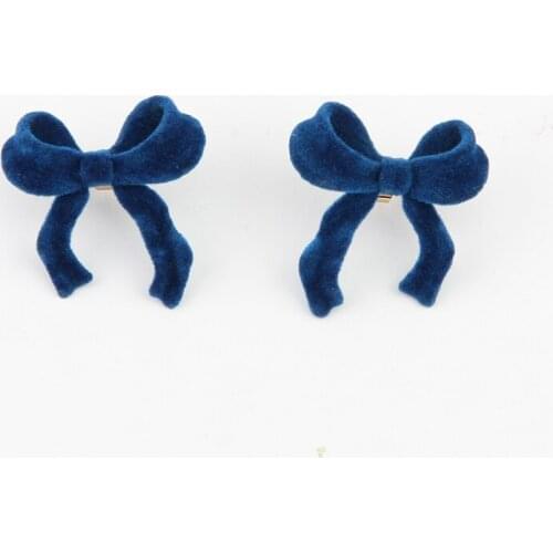 Multicolor Flocked Velvet Bow Stud Earrings Simple Vintage Hepburn Earrings for Women Girls Jewelry Gifts 40660