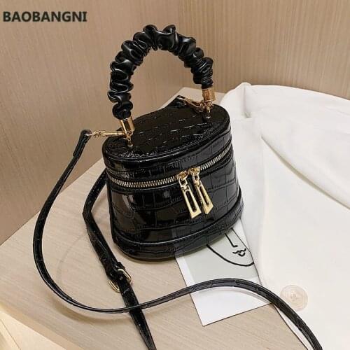 Luxury Handbag Women Bag Leather Bucket Bags For Women Crossbody Shoulder Bag Stone Pattern Female Handle Purse Female Bolso