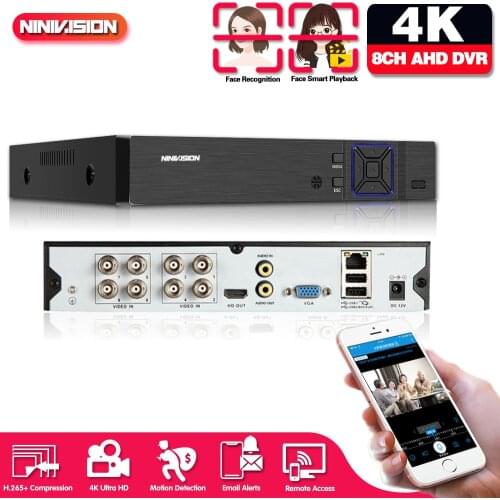 Remote Control Audio Face Detection Hi3531D 8MP 4K Xmeye 8CH 8 Channel H.265+ Hybrid WIFI 6 in 1 TVI CVI NVR AHD CCTV DVR System