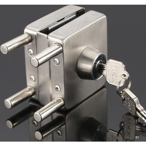 Stainless Steel 10-12mm Glass Door Lock Double Sides Open No Drilling Gate Lock Non-Apertured glass door lock Security lock
