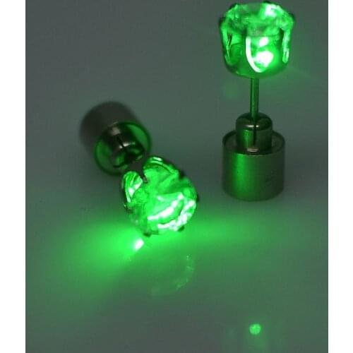 1 Pair Light Up Shinning LED Earring Stud Blink Stainless Steel Men Woman Magnet Earrings Dan^ce Party Accessories