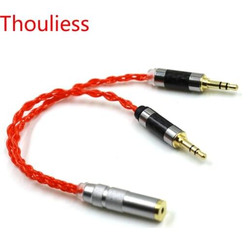 Thouliess UPOCC Single Crystal Silver 2x3.5mm Male to 4.4mm Balanced Female Adapter Cable for PHA-3 Pono Player Orange