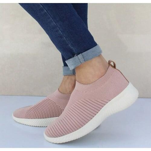 Womens Shoes Plus Size Womens Vulcanize Shoes Fashion Slip On Sock Shoes Female Mesh Sneakers Women Flat Casual shoes