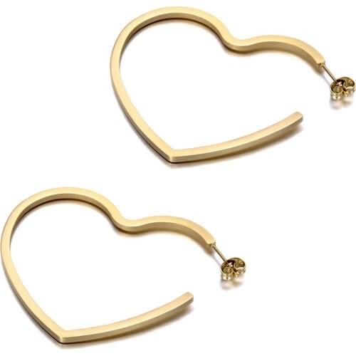 Original Design Titanium Stainless Steel Love Heart Earrings Bohemia Office Stud Earrings Jewelry For Women E19328