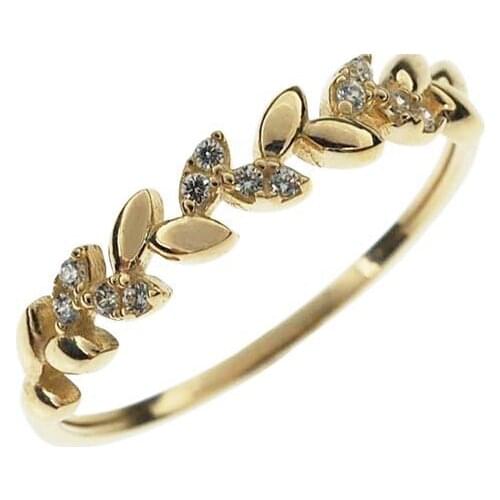 2019 Vintage Gold Leaves Rings Rhinestone Olive Leaf for Women Jewelry Wedding Ring Women Fashion