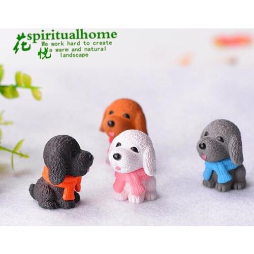 1pc DIY Beautiful Teddy Cute Ornament Toy Dog Pendant Figurines Animal Statue Puppy Miniatures Pet Dolls Crafts Garden Decor