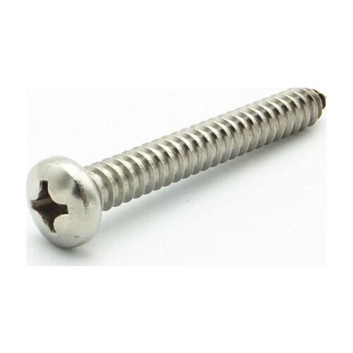 10PCS M4.8 304 Stainless Steel Metric Thread Cross Recessed Pan Head Self Tapping Screw Fastener