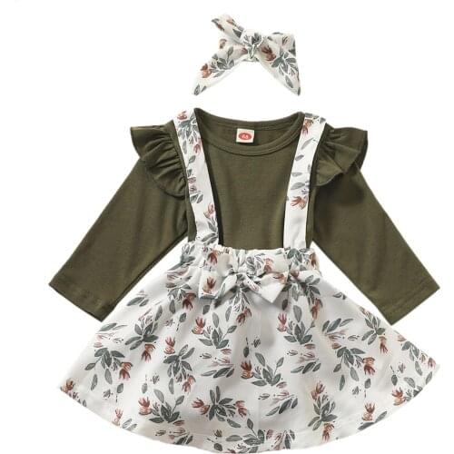 2021 Summer Newborn Baby Girl Clothes Set Short Sleeve Romper Floral Dress Overalls Headband Toddler Infant Clothing Cute Outfit