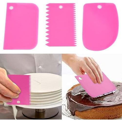 3Pcs/Set Baking Pastry Scraper Irregular Teeth Edge DIY Scraper Fondant Cake Decorating Plain Smooth Spatulas Cutters Spatulas