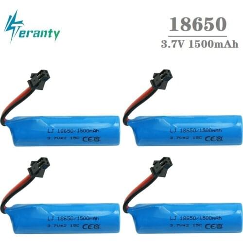 5Pcs 3.7v 1500mah 18650 li-ion battery for rc stunt car q85 q70 RC car toys SM-2P plug RC Boat soft water car weapon Gun battery