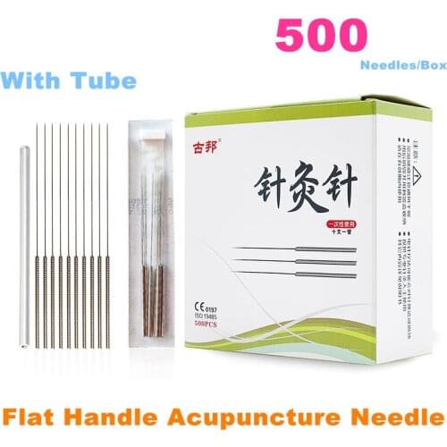 500Pcs Sterile Disposable Acupuncture Needles With Plastic Gudie Tube Acupoint Beauty Health Body Massage Flat Handle Needle