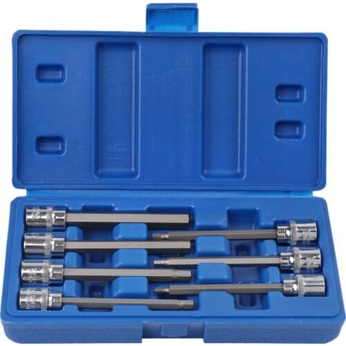 7pcs 3/8 inch Hexagon Extension Holder Adapter with Storage Box Portable Multi-use Wrench Spanner Sleeve Repair Disassembly Tool