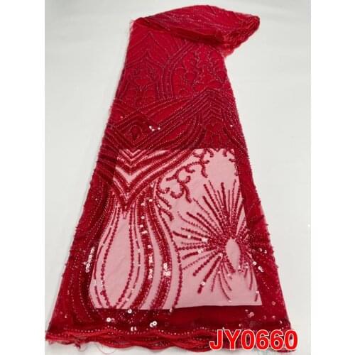 African French Sequins Tulle Lace Fabric Luxury Handmade Lace Embroidery Materials 5Yards For Wedding Nigerian Lady Dress Wear