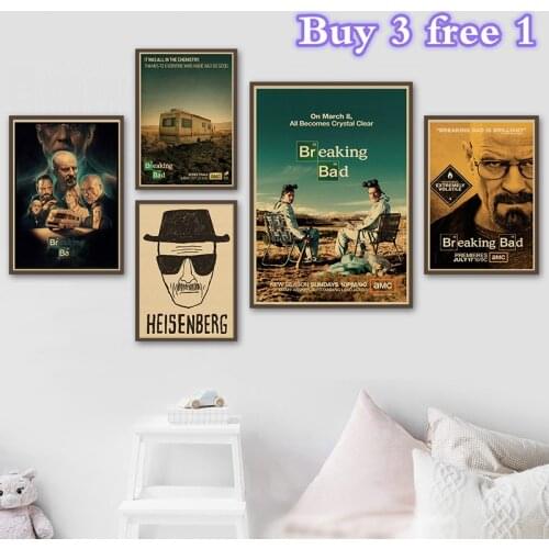 American Tv Series Breaking Bad Wall Sticker Classic Poster Retro Craft Paper Bar Cafe Poster Home Decoration