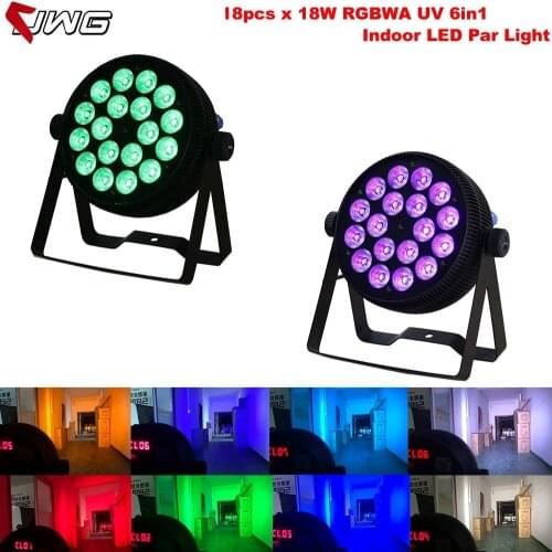 Free Shipping 2pcs/lot Thick Aluminum 18x18 6in1 RGBWA+UV Stage Light Par Lights DMX512 Dream Color Lighting Indoor Disco DJ