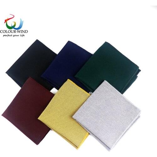 Business Cotton Denim Pocket Square 6 Colors Solid Black Handkerchief 24*24CM Soft Polyester Handmade Tie Hanky Wedding Party