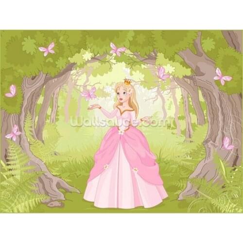 Custom childrens wallpaper,Princess in Enchanted Woodland,3D cartoon wallpaper for childrens room living room sofa wall