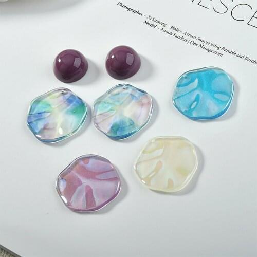 Diy jewelry earrings/necklace pendants accessory 30pcs/lot Wavy round shape Flat back fashion resin charms