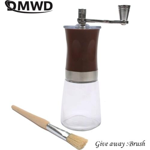 DMWD Glass Manual Coffee Grinder Ceramic Core Coffee Mill Hand Burr Grinder Conical Coffee Grinding Machine