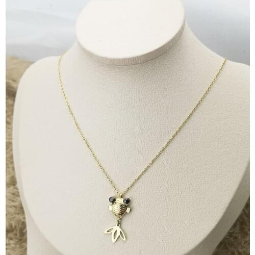 Fish european and american classic women luxe leopard head necklace steel