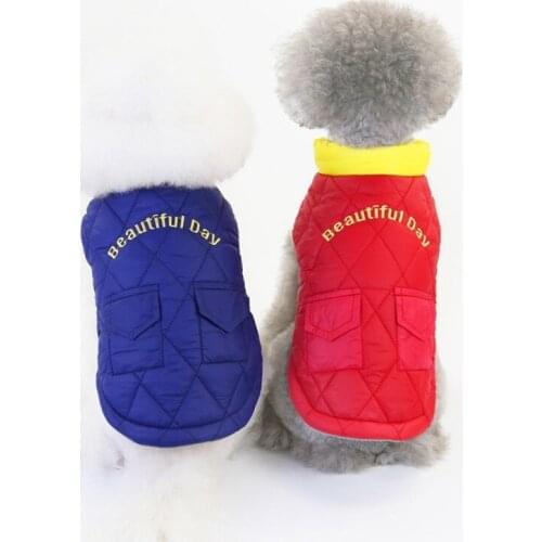 Fleece Padded Dog Vest Jacket Warm Dog Clothes Winter Windproof Small Large Dog Thicken Coat With Double Pocket Pet Clothing