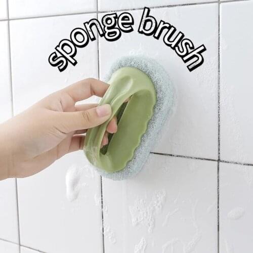 Kitchen Cleaning Plastic Handle Sponge Tiles Wall Cleaning Bottom Bathtub Brush For Bathroom Toilet Glass Accessories