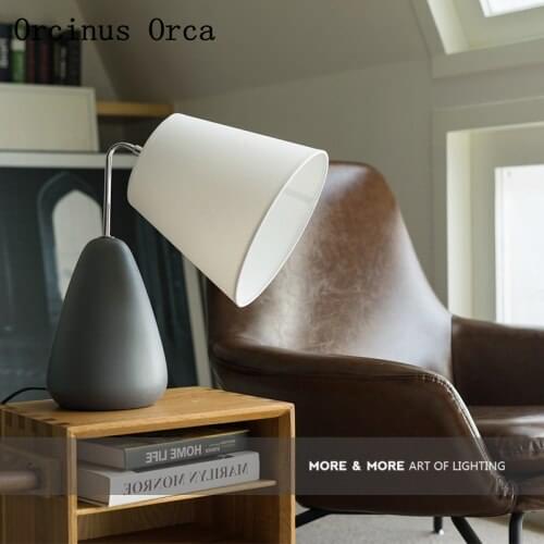 Nordic modern compact LED ceramic table lamp living room bedside lamp gray creative reading table lamp free shipping